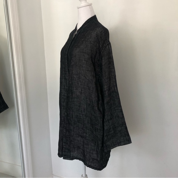 DEMOCRACY Women’s Mao Neck Long Sleeve Tunic Sz L/G Button Neck Open Front - Picture 4 of 10